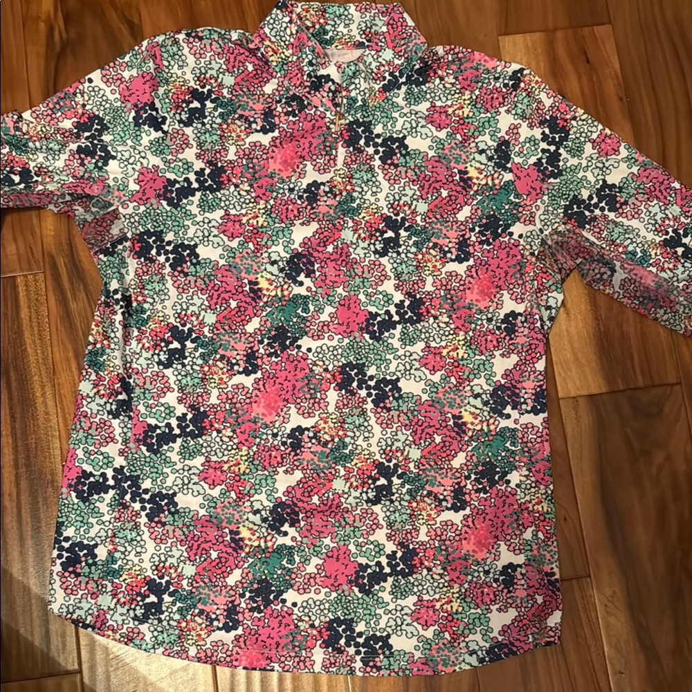 EP Pro Pink, Blue and Green Floral 3/4 Zip Shirt